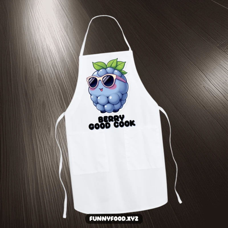 Funny Apron with a charming blueberry wearing trendy sunglasses, adding a cool and humorous touch to kitchen duties.