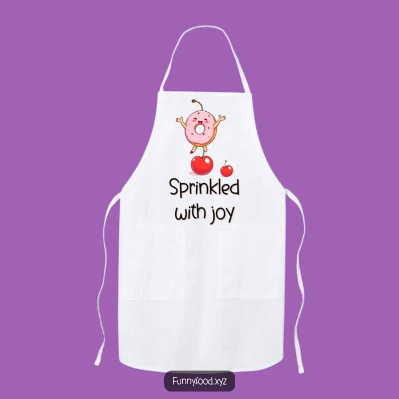 Funny Donut Balancing Cherry Apron - Chef's Humorous Kitchen Gift