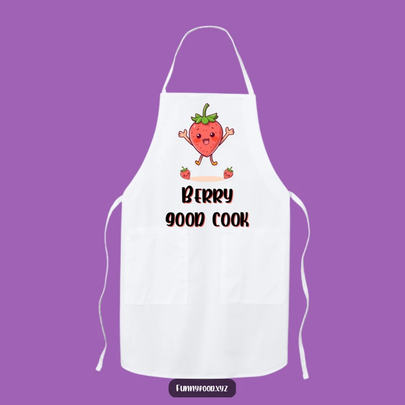 Funny Strawberry Surprise Apron - Cheerful Jumping Fruit Kitchen Wear, Perfect Funny Gift