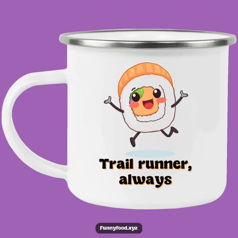 Adventure-Ready Funny Sushi Roll Runner Camping Mug: Durable and Hilarious Outdoor Gift