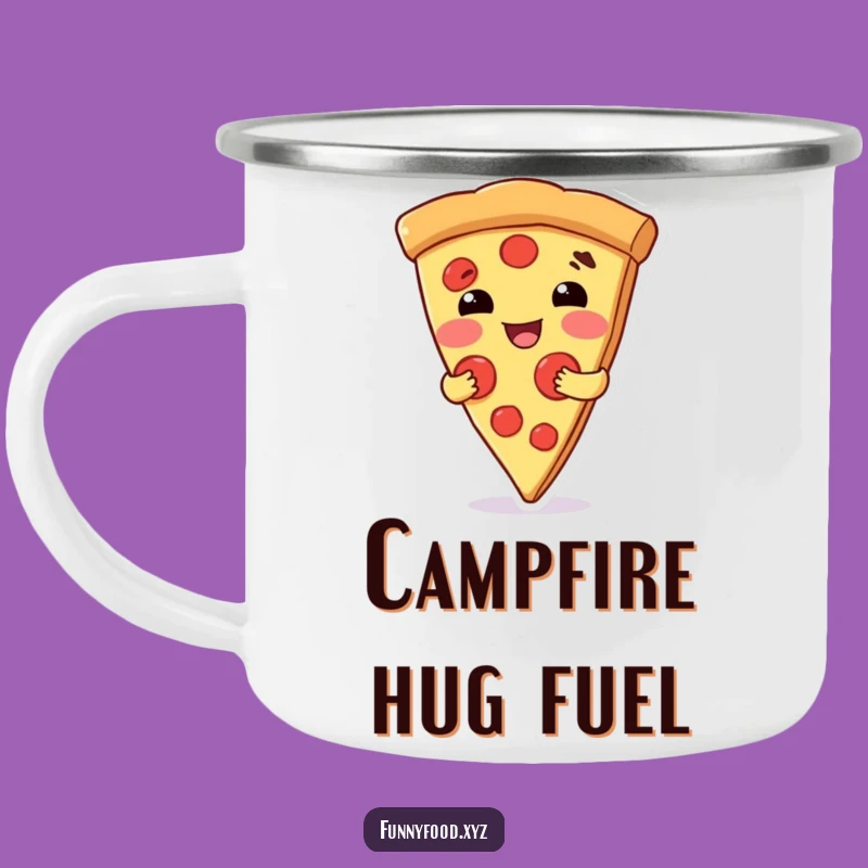 Funny Pizza Hug Camping Mug - Adventure-Ready Comfort and Cheer
