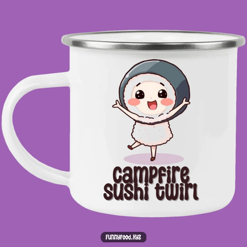 Funny Sushi Pirouette Camping Mug: Elegant Adventures with a Smile