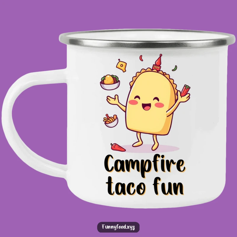 Funny Taco Juggling Camping Mug: Fiesta Adventures with a Smile