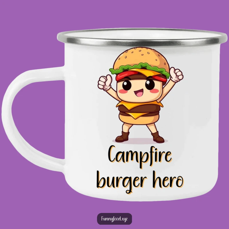 Funny Burger Hero Camping Mug: Adventure Fuel for Bold Explorers