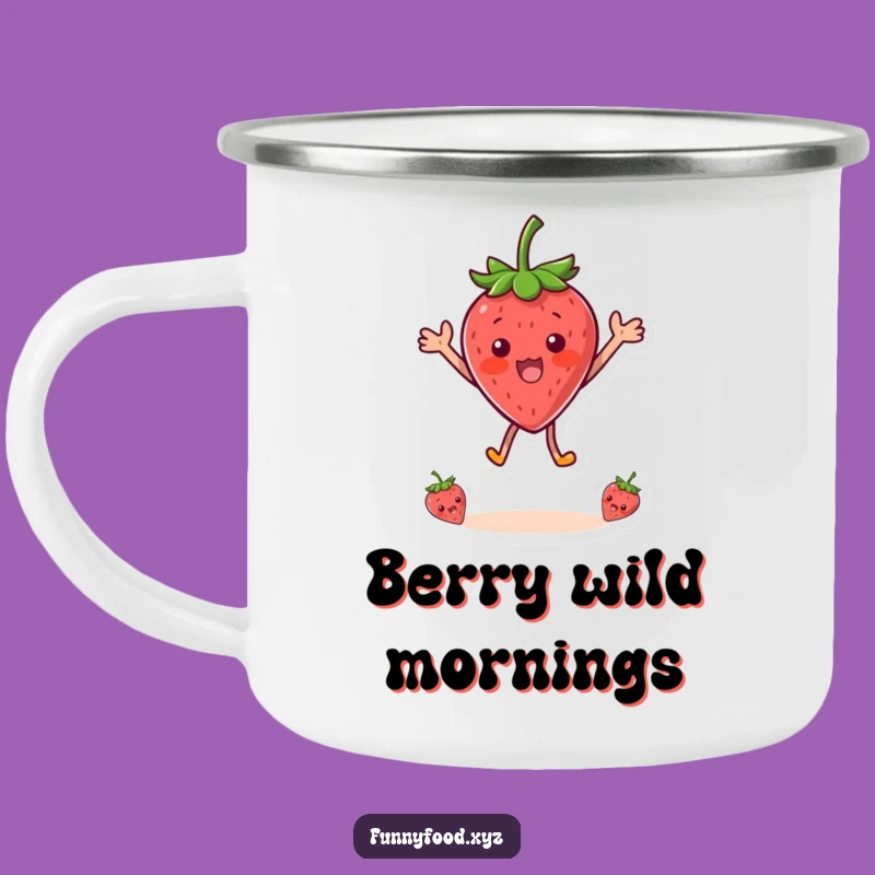 Funny Strawberry Surprise Camping Mug - Adventure-Ready Jumping Fruit Cup, Perfect Funny Gift