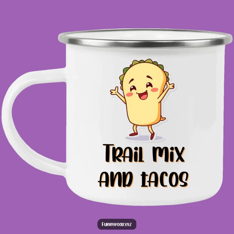 Funny Taco Camping Mug: Cheerful Dancer Enamel Mug, Perfect Funny Gift for Outdoors