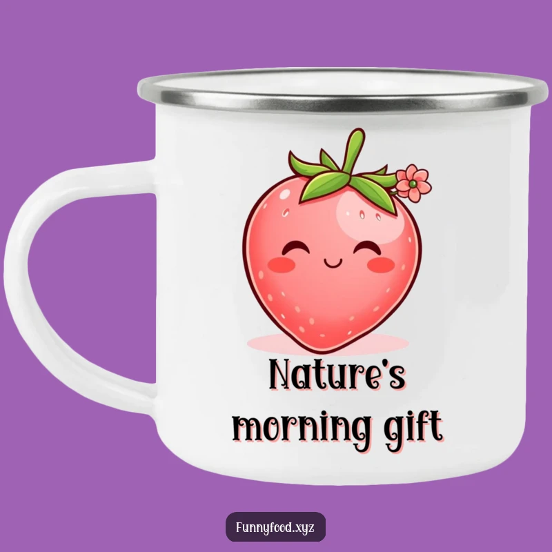 Funny Shy Strawberry Camping Mug: Sweet Sips on Your Adventures