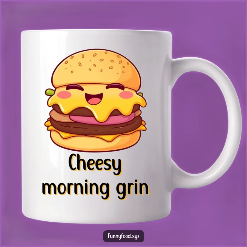 Funny Cheeseburger Mug: Winking Burger Design, Perfect Humorous Gift for Foodies
