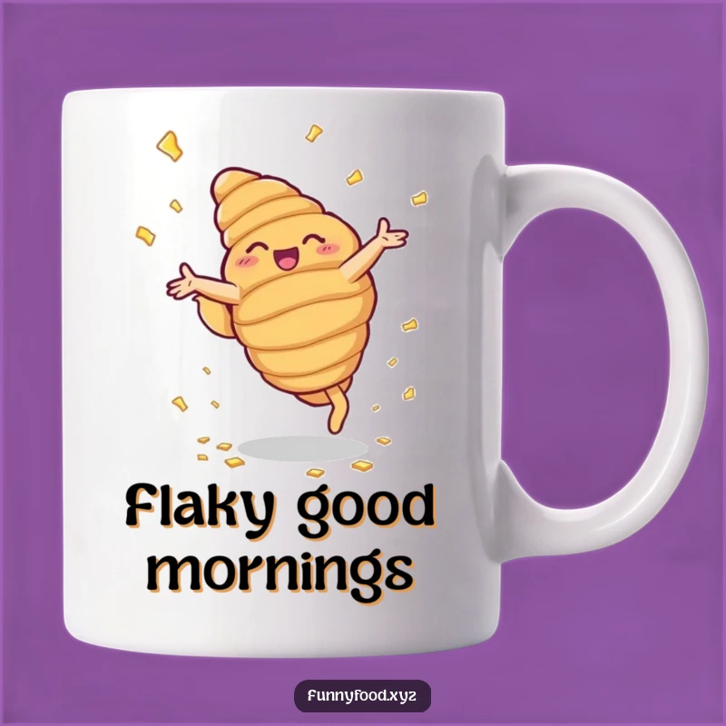 Funny Croissant Cartwheel Mug: Buttery Baking Humor Gift