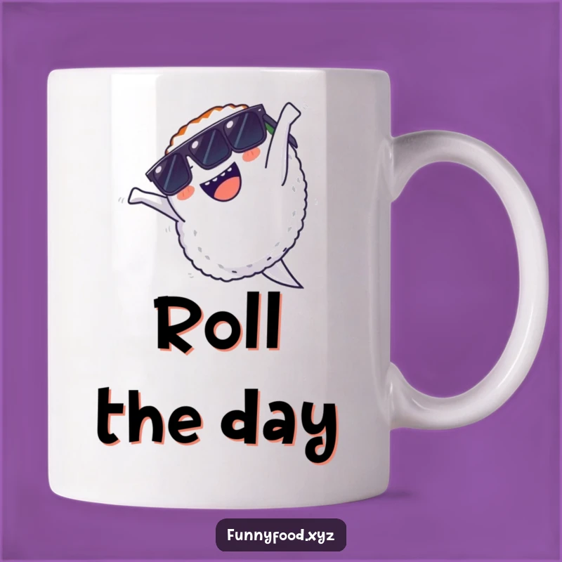 Funny Sushi Backflip Mug: Cool Sushi With Sunglasses, Hilarious Gift Idea