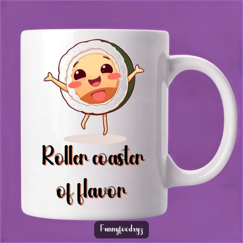 Funny Sushi Roll Cartwheel Mug - Hilarious Foodie Gift for Sushi Lovers