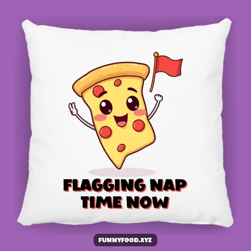 Comforting Funny Pizza Slice Waving Flag Pillow: Cozy and Hilarious Home Decor Gift