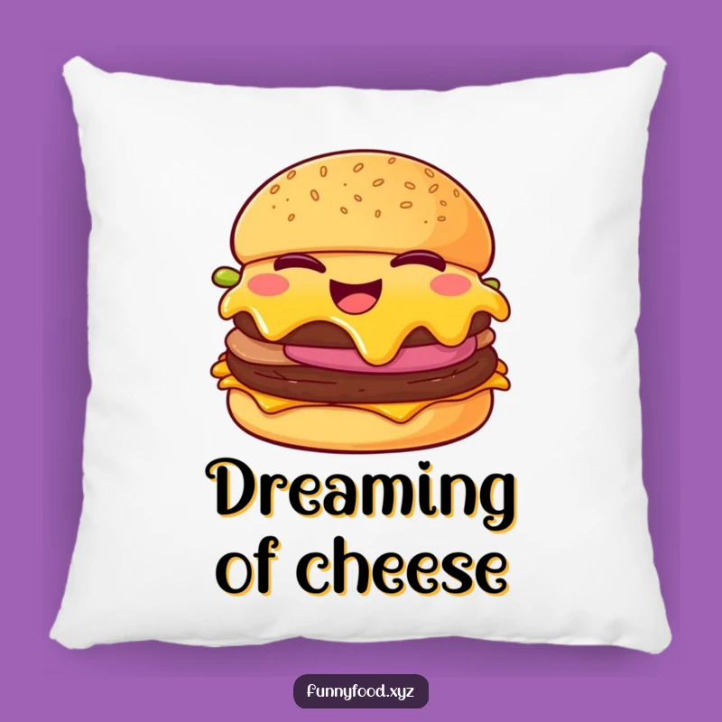 Funny Cheeseburger Wink Pillow: Cozy Cheesy Cushion, Perfect Humorous Gift