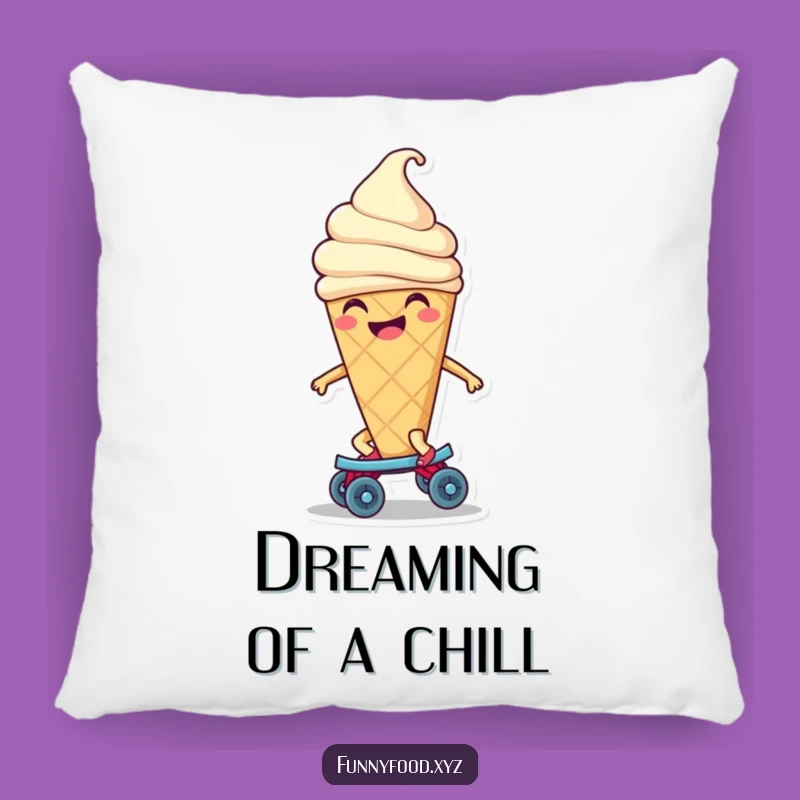 Funny Ice Cream Skate Pillow - Cozy & Cool Cone Cushion