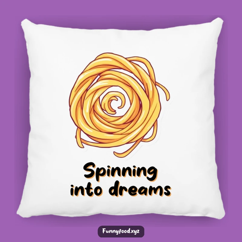 Funny Playful Pasta Swirl Pillow - Cozy Cushion, Hilarious Foodie Decor