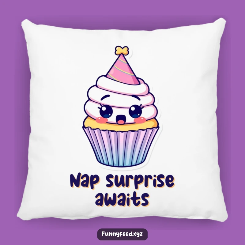 Funny Surprised Cupcake Pillow: Snuggle Up with Your Hilarious Party Buddy!