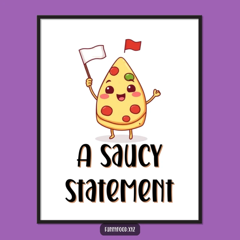 Funny Pizza Digital Print: Waving Flag Slice Art, Instant Download & Perfect Funny Gift