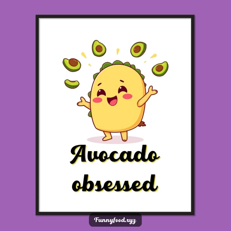 Funny Taco Avocado Digital Print: Instant Cheerful Foodie Wall Art