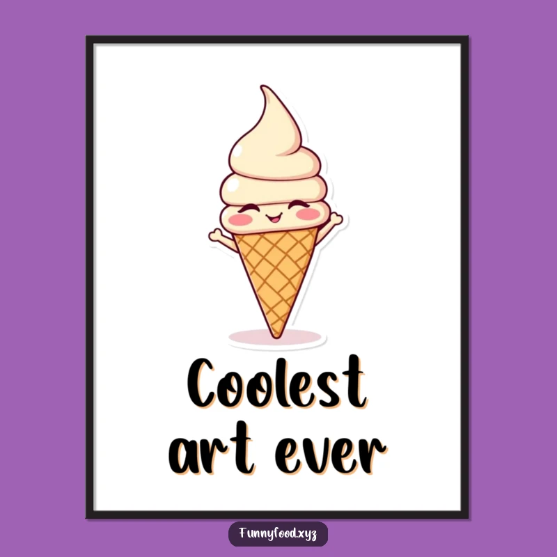 Funny Ice Cream Headstand Digital Print: Instant Cool for Walls