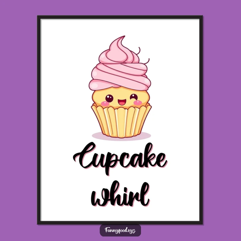 Funny Cupcake Spin Digital Art: Frosting Hair Wall Art, Instant Funny Decor