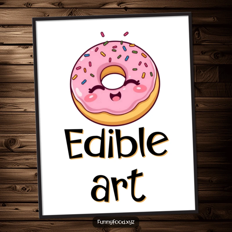 Funny winking donut digital art print, a cheerful and vibrant piece featuring a playful donut with exploding sprinkles.