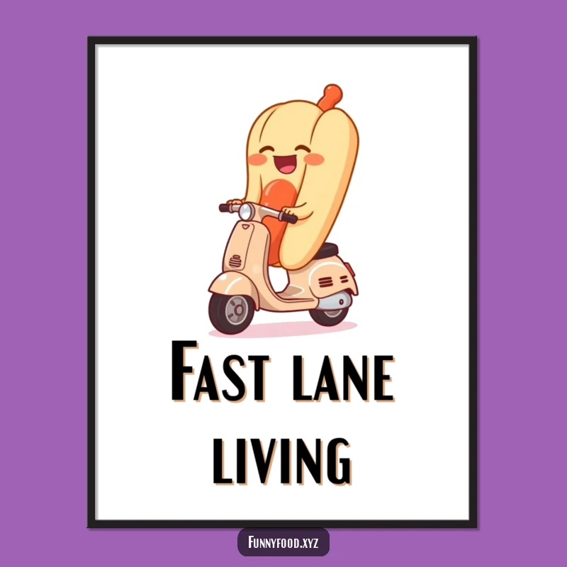 Funny Giggling Hot Dog Scooter Digital Art - Instant Humor for Your Space