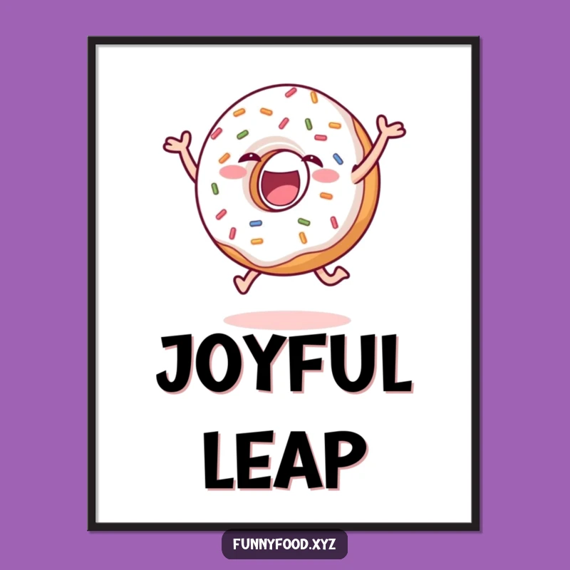 Funny Donut Leap Digital Art - Instant Joyful Decor, Sprinkled Happiness, Printable Funny Gift
