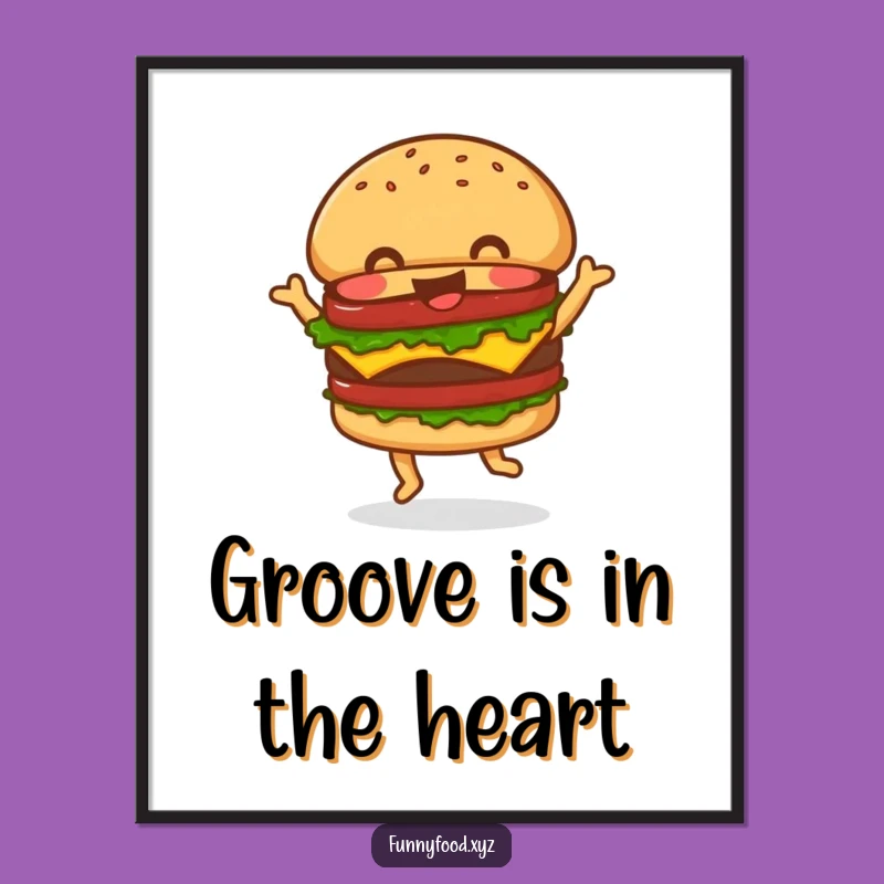 Funny Hamburger Dance Digital Art: Print a Grooving Burger for Your Wall!