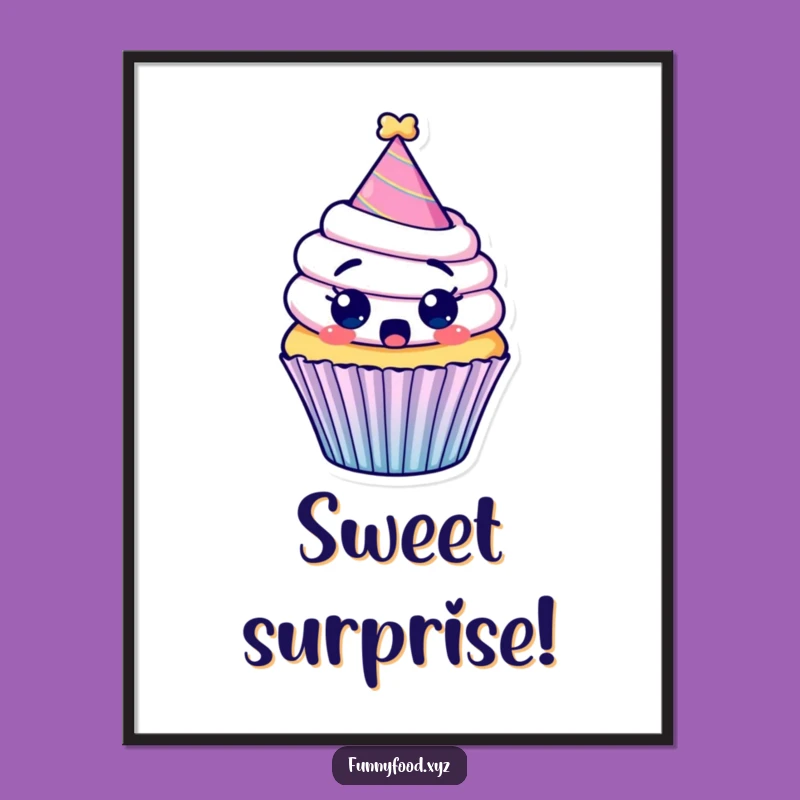 Funny Surprised Cupcake Digital Print: Hilarious Party Art for Instant Wall Decor!