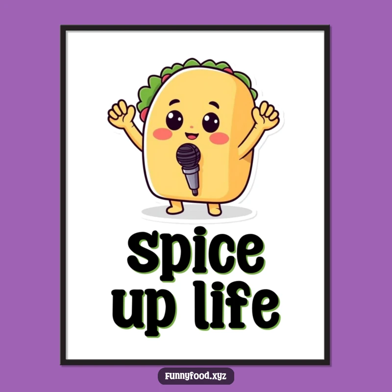 Funny Taco Microphone Digital Art: Instant Hilarious Singing Food Decor