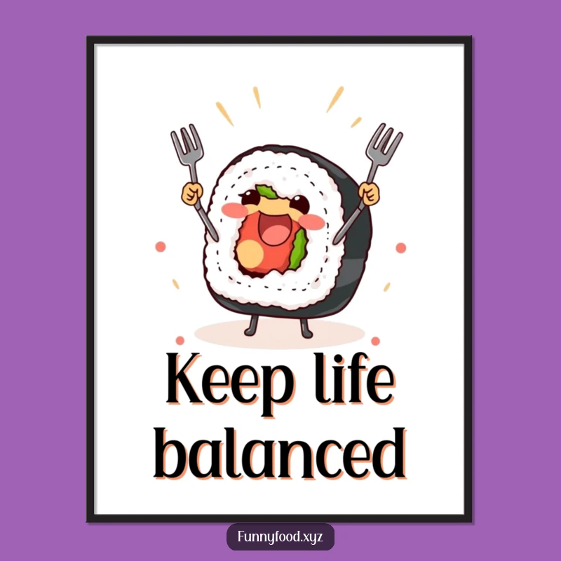 Funny Sushi Juggling Digital Art: Instant Japanese Fun for Walls