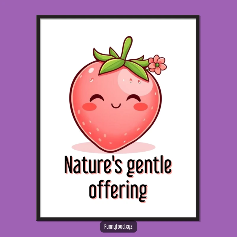 Funny Shy Strawberry Digital Art: Instant Sweetness for Your Walls