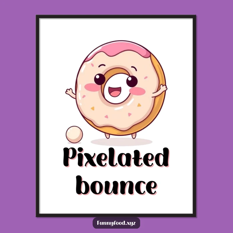 Funny Donut Digital Art: Delightful Character Bouncing Ball Instant Download