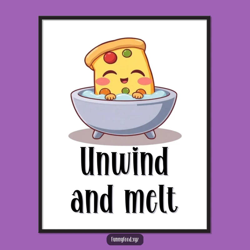 Funny Pizza Bath Digital Art: Instant Relaxing Slice Download, Perfect Humorous Gift