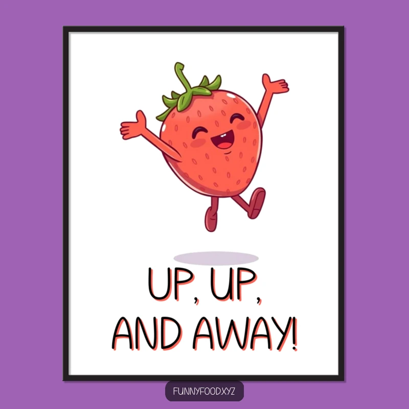 Funny Strawberry Leap Digital Art: Instant Joy Download