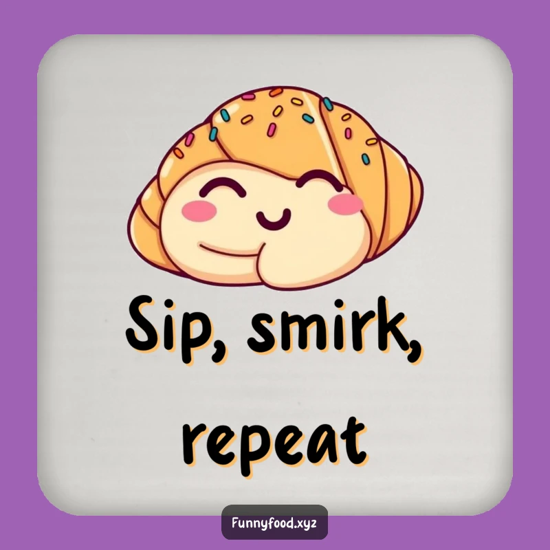 Funny Croissant Wink Coaster: Protect Surfaces with a Hilarious Pastry Pal