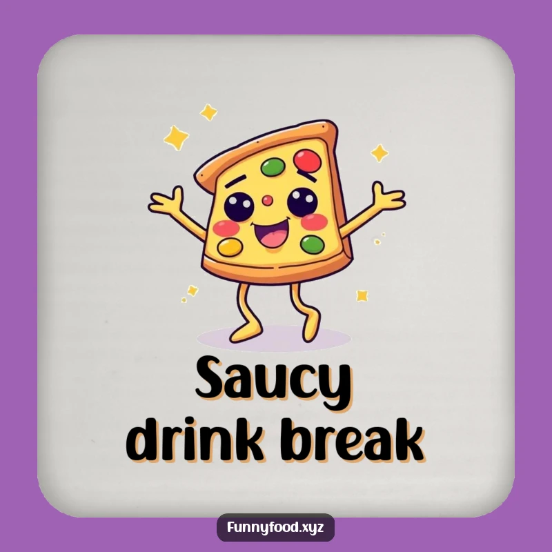 Funny Disco Pizza Slice Coaster: Protect Surfaces with Hilarious Dancing Food Style