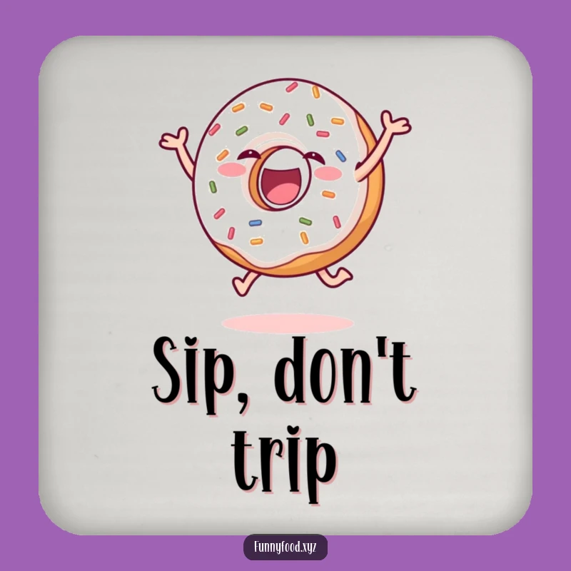 Funny Donut Leap Coaster - Protect Surfaces with Sprinkles, Humorous Tabletop Gift