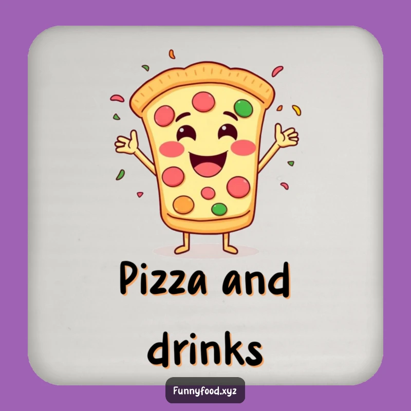 Funny Pizza Confetti Drink Coaster: Protect Surfaces with Party Fun!