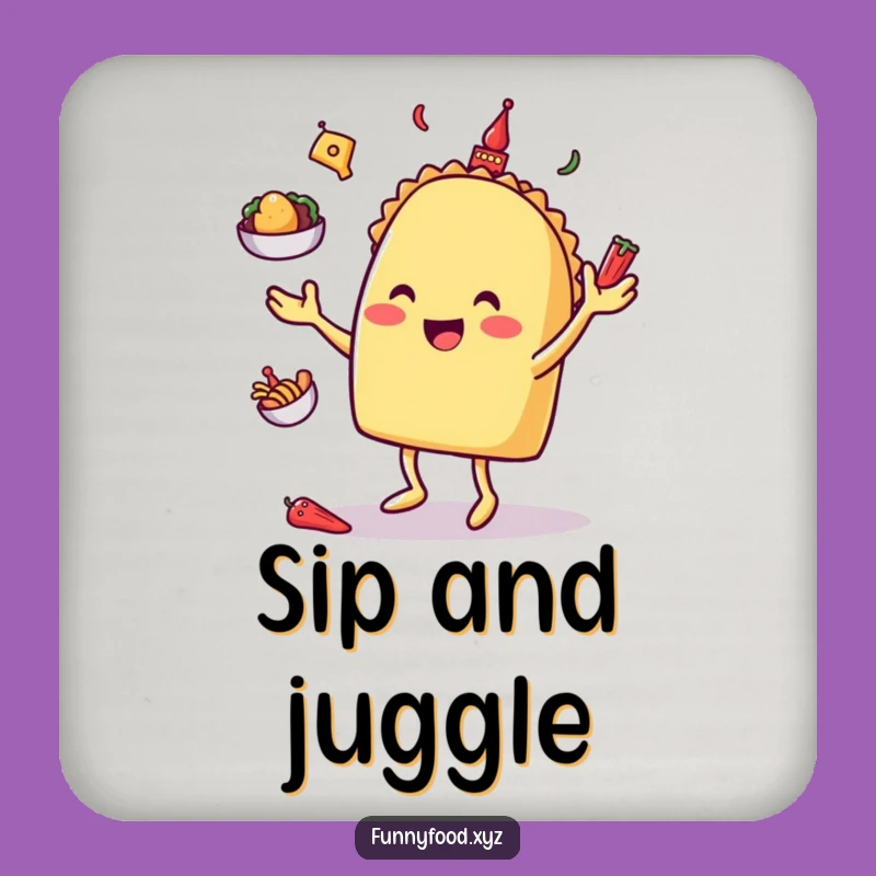 Funny Taco Juggling Coaster: Protect Surfaces with Fiesta Fun