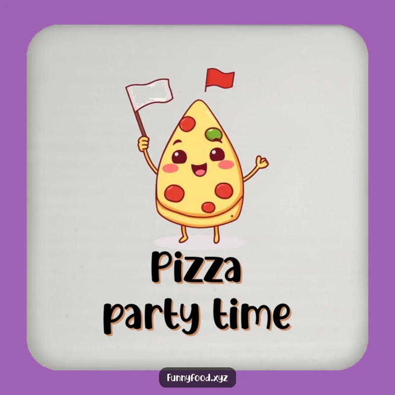 Funny Pizza Coaster: Waving Flag Slice Decor, Perfect Funny Gift for Tables