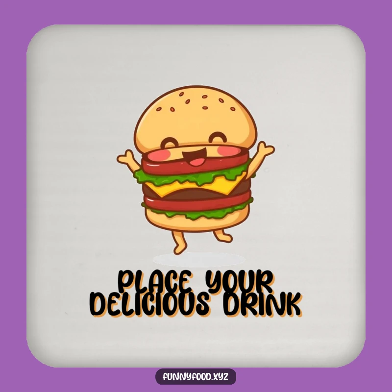 Funny Hamburger Dance Drink Coaster: Protects Surfaces with Groovy Style!