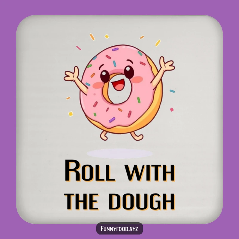 Funny Donut Jumping Jacks Coaster - Protect Surfaces with Sprinkled Fun