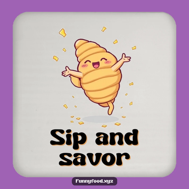 Funny Croissant Cartwheel Coaster: Protect Surfaces