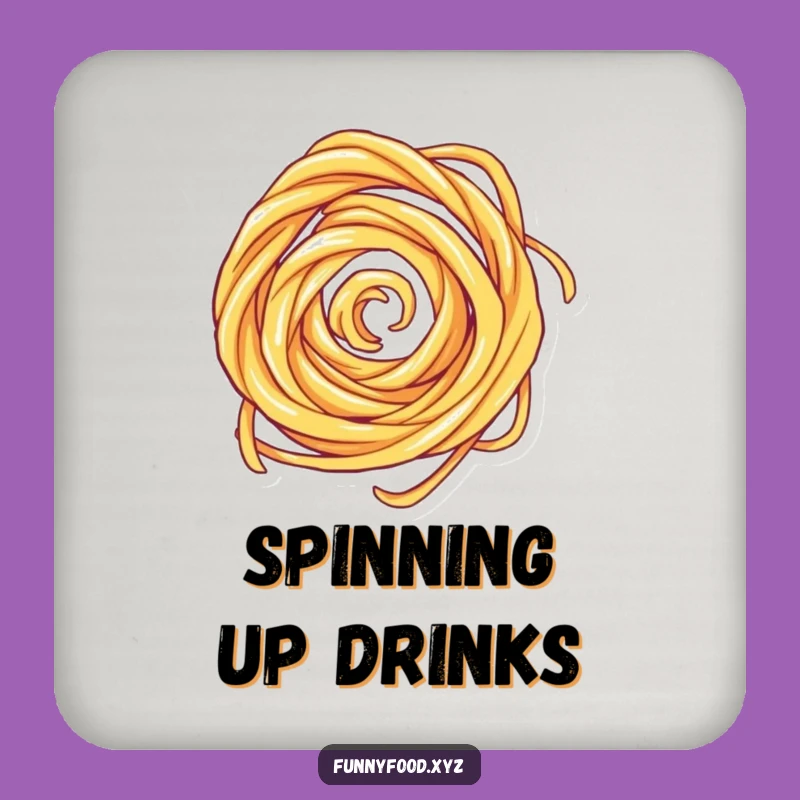 Funny Playful Pasta Swirl Drink Coaster - Humorous Set for Table Protection