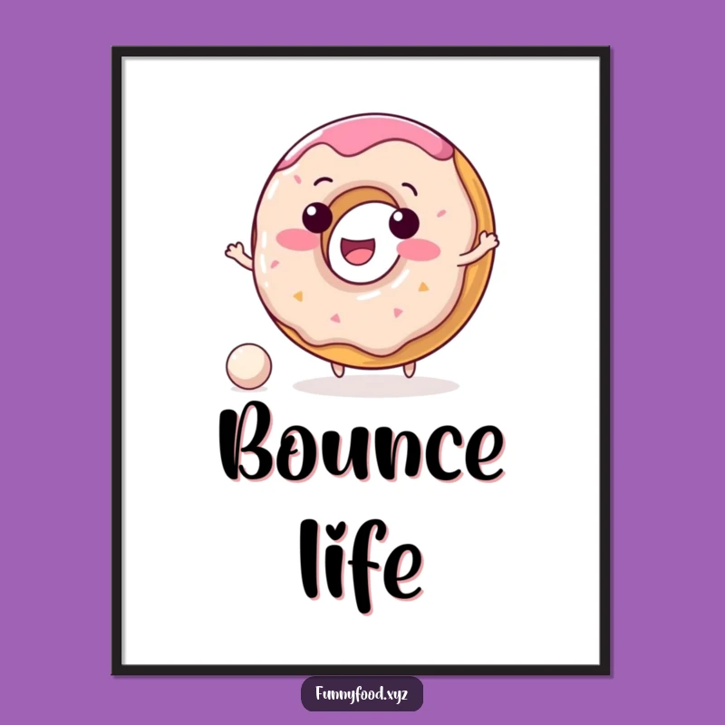 Funny Donut Poster: Delightful Character Bouncing Ball Wall Art