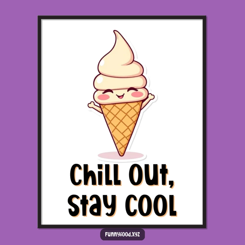 Funny Ice Cream Headstand Poster: Quirky Wall Art for Sweet Spaces