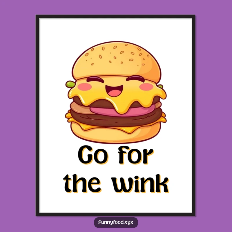 Funny Cheeseburger Wink Poster: Melting Cheese Art, Great Humorous Gift Idea