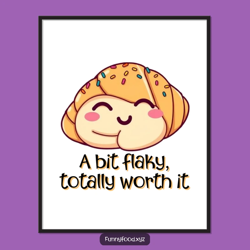 Funny Croissant Wink Poster: Brighten Your Walls with This Hilarious Pastry Art