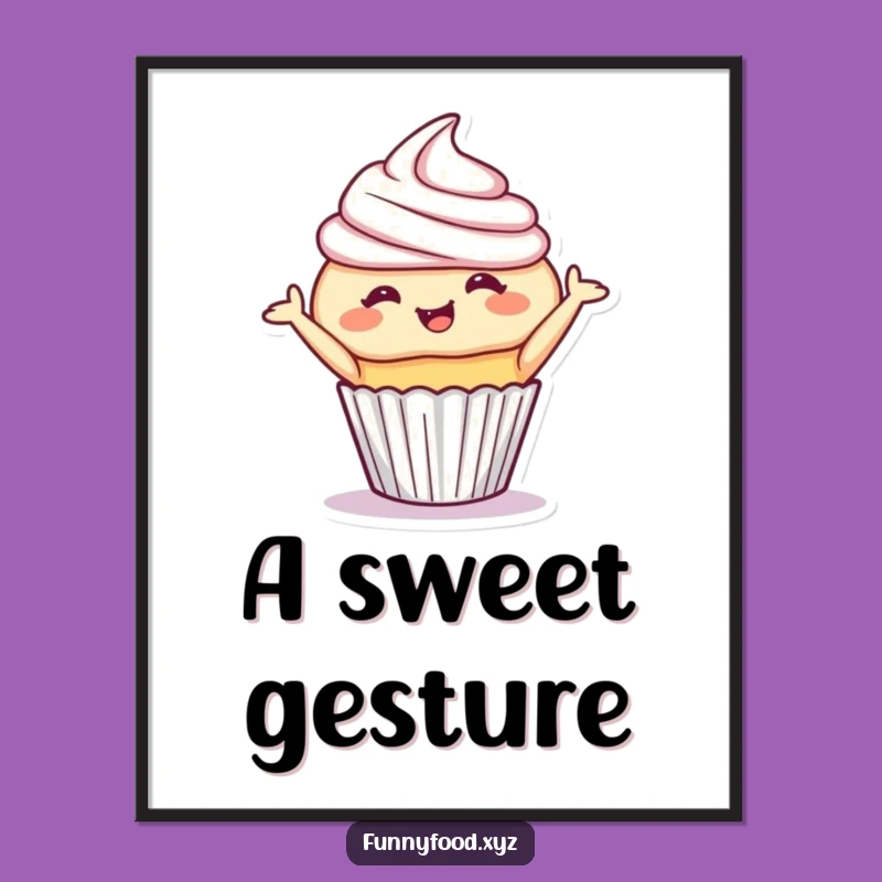 Funny Cupcake Bow Poster - Giggling Bake Art, Sweet Wall Decor, Humorous Gift Idea